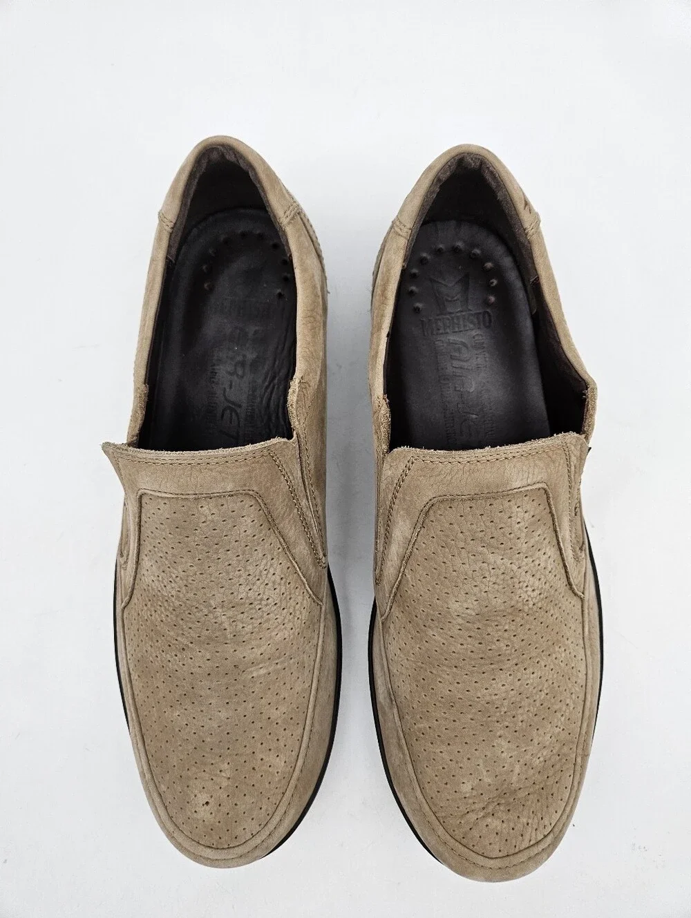 Mephisto Adelio  Men Beige Nubuck Perforated Moc Toe Loafers 13 made in Portugal